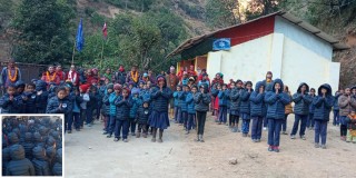 ढोरपाटन र निसीखोलाका १३ सय बढि बालबालिकालाई कर्मफलाईट फाउन्डेशनले दियो न्यानो ज्याकेट 