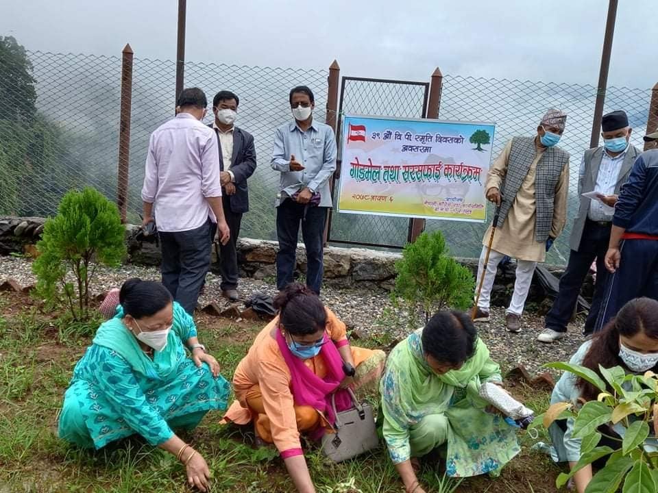 वीपी स्मृति दिवसमा पार्कको सरसफाई 